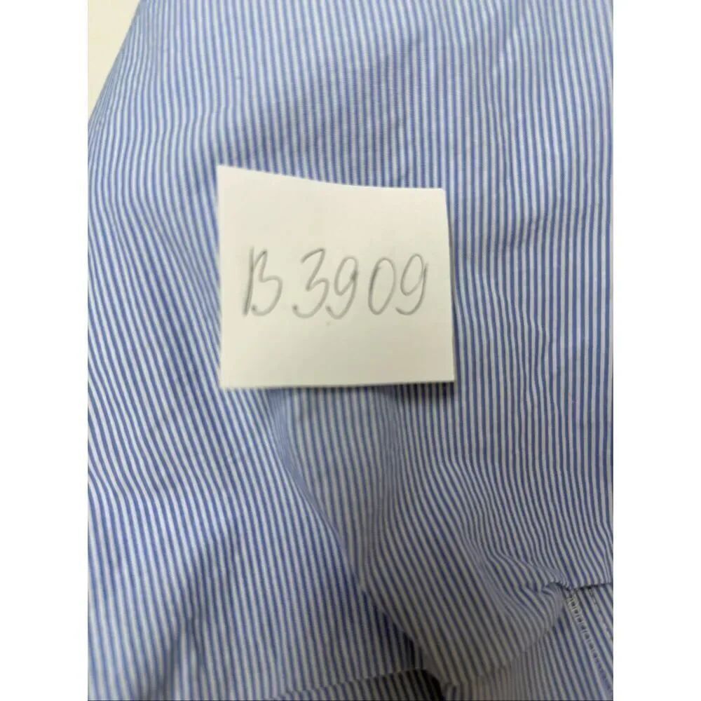 Saks Fifth Avenue Blue Striped Off Shoulder Dress Belted High Low Cotton Size L - Picture 16 of 16